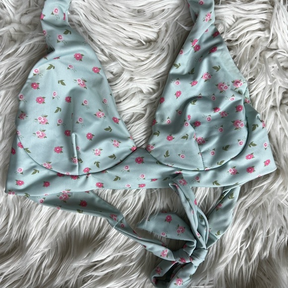 Ecohoaka Bikini Top Medium | Blue Tie Back Halter Swim Top Sustainable Swimwear - Picture 9 of 9